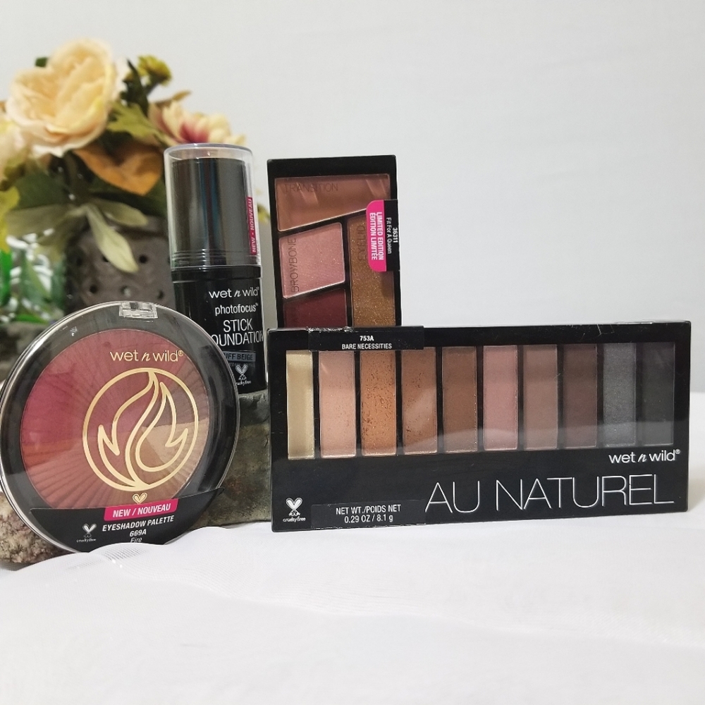 Lot of makeup Eyeshadow Palettes and Foundation stick bundle Wet n Wild - Picture 1 of 5